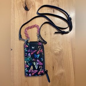 Small Crossbody Purse Butterflies Black Cell Phone Mini Shoulder Bag